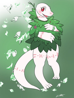 4_fingers 4_toes albino anthro arm_markings bangle big_eyes big_tail biped blush bracelet claws clothed clothing digitigrade eyelashes feet female fingers flower front_view gradient_background green_background jewelry leaf leg_markings light long_neck long_tail looking_at_viewer markings neck_markings open_mouth open_smile pink_markings pink_tongue plant pupils red_eyes shrub simple_background slit_pupils smile smiling_at_viewer snout solo standing tail tail_markings thick_tail thick_thighs thigh_markings toe_claws toes tongue tribal tribal_markings white_body wrist_bangle isaaclou overlord_(series) crusch_lulu lizard lizardman lizardman_(overlord) reptile scalie 2018 3:4 digital_drawing_(artwork) digital_media_(artwork) hi_res lighting signature