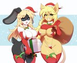 anthro bangs big_breasts biped blonde_hair breasts christmas_clothing christmas_headwear clothed clothed_anthro clothed_female clothing duo eyelashes female female_anthro front_view hair hat headgear headwear holidays huge_breasts legwear looking_at_viewer one-piece_swimsuit pose pupils santa_hat sling_bikini smile swimwear thick_thighs thigh_highs re-sublimity-kun christmas domestic_cat felid feline felis lagomorph leporid mammal rabbit 2024 digital_drawing_(artwork) digital_media_(artwork) hi_res portrait shaded soft_shading three-quarter_portrait