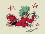 anthro bottomwear clothing female footwear holidays looking_at_viewer lying on_front plant shorts simple_background socks solo sweater tan_background topwear juneduck21 christmas anatid anseriform avian bird duck