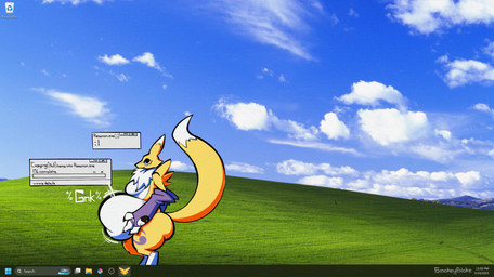 anthro belly belly_expansion big_belly blue_sky breasts digital_inflation expansion female fur inflation overweight photo_background sky solo text thick_thighs user_interface weight_gain yellow_body yellow_fur smokey_blokey bandai_namco digimon microsoft microsoft_windows windows_11 windows_xp canid digimon_(species) mammal renamon 2025 absurd_res adversarial_noise english_text hi_res mixed_media photography_(artwork)