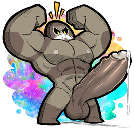 abs angry anthro balls big_penis bodily_fluids flexing flexing_bicep flexing_both_biceps genital_fluids genitals huge_penis humanoid_genitalia humanoid_penis hyper hyper_genitalia hyper_penis male muscular muscular_male nipples not_furry pecs penis precum rock screencap screencap_background solo hexdisciple mario_and_luigi_(series) mario_bros nintendo chizzle_(mario) elemental_creature mineral_fauna rock_creature hi_res