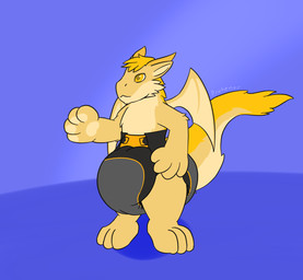 3_toes 4_fingers abdl anthro big_diaper clothed clothing diaper feet fingers fluffy hair horn male paws solo tail toes wearing_diaper wings drakenor_drake mythology drakenor dragon mythological_creature mythological_scalie scalie hi_res
