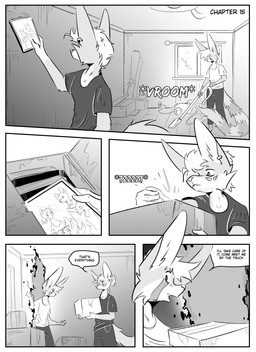 anthro cleaning clothed clothing detailed_background dialogue duo inner_ear_fluff inside jewelry magic male portal speech_bubble text tuft kifyun2 kif_yppreah raphael_yppreah ailurid canid canine fox mammal red_panda absurd_res black_and_white comic english_text hi_res monochrome
