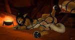 anal anal_penetration animal_genitalia animal_penis animal_pussy anus balls bdsm bit_gag bodily_fluids bondage bondage_gear bottomwear bound buttplug cave chain chain_leash claws clitoris clothing collar cum cum_in_ass cum_in_pussy cum_inside cum_on_face cum_plugged dildo dominant dominant_feral dominant_male duo eye_scar facial_scar feline_genitalia feline_penis feline_pussy female feral filled_and_plugged fire fur gag genital_fluids genitals green_eyes harness harness_bit_gag harness_gag leaking_cum leash leopard_spots licking licking_cum long_ears looking_at_another looking_at_partner lying male male/female mane markings messy multicolored_body multicolored_fur muzzle_(object) on_side oral pawpads paws penetration penile penis penis_lick plug_(sex_toy) pussy scar sex sex_toy spots spotted_body spotted_fur spread_anus spread_legs spread_pussy spreading submissive submissive_female submissive_feral tattoo tongue tongue_out transparent_dildo transparent_sex_toy two_tone_body two_tone_fur vaginal vaginal_penetration tellico kovu_wolfszahn felid hybrid leopard lion mammal pantherine absurd_res hi_res widescreen