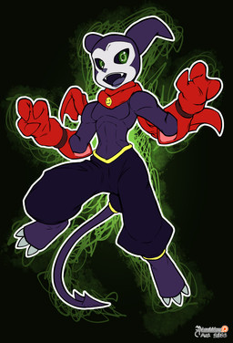 black_sclera clothed clothing gloves green_eyes handwear horn male purple_body red_clothing red_gloves red_handwear solo spade_tail tail tongue arashidrgn bandai_namco digimon digimon_(species) humanoid imp impmon mammal 2026 absurd_res hi_res model_sheet sketch sketch_page