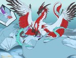 anal anal_penetration animal_genitalia black_body black_claws black_feathers blue_hair claws close-up duo erection facial_hair feathered_crest feathered_wings feathers feral feral_on_feral feral_penetrated feral_penetrating feral_penetrating_feral finger_claws from_front_position genital_slit genitals goatee hair head_crest horn long_neck lying male male/male male_penetrated male_penetrating male_penetrating_male membrane_(anatomy) membranous_wings missionary_position mountain on_back penetration penis pinned pinned_to_ground red_body red_feathers sex snow spread_wings tapering_penis toe_claws white_body white_feathers wing_claws wings raventalons capcom european_mythology hasbro magic:_the_gathering monster_hunter mythology wizards_of_the_coast ojutai dragon elder_dragon mythological_creature mythological_scalie scalie western_dragon wyvern 2025 absurd_res hi_res signature