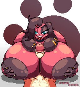 anthro areola barbell_piercing bedroom_eyes big_breasts bodily_fluids breast_play breasts butt duo exposed_breasts eyelashes female genital_fluids genitals glistening_eyelids huge_breasts long_eyelashes male male/female narrowed_eyes nipple_piercing nipples penis piercing precum seductive sex titfuck kaidart_abyssal animal_crossing nintendo cherry_(animal_crossing) bovid canid canine canis caprine domestic_dog goat mammal digital_media_(artwork) pixel_(artwork)