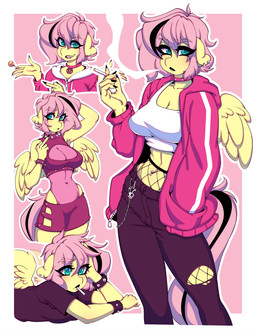 5_fingers alternate_form anthro black_hair cigarette clothed clothing eyebrows eyelashes female fingers hair looking_at_viewer multicolored_hair pink_hair short_hair simple_background smoking solo two_tone_hair wings tolsticot friendship_is_magic hasbro my_little_pony mythology fluttershy_(mlp) equid equine mammal mythological_creature mythological_equine pegasus 2022 digital_media_(artwork) hi_res multiple_images