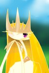 blonde_hair burn_scar crown female hair headgear long_hair looking_at_viewer not_furry one_eye_closed purple_eyes scar smile smiling_at_viewer solo tiara renv nintendo pokemon andromeda_(renv) arthropod generation_7_pokemon humanoid pheromosa pokemon_(species) ultra_beast 2023 2:3 absurd_res bust_portrait hi_res portrait