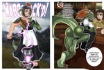 alcohol annoyed anthro anus apron armor beer beverage breast_growth breasts brown_hair butt clothing dialogue duo female gender_transformation genitals green_body green_scales growth hair hand_on_breast headgear helmet holding_object human_to_anthro inside looking_at_viewer looking_back looking_back_at_viewer maid_uniform male mask mtf_transformation presenting presenting_hindquarters pussy scales smile species_transformation tail text transformation uniform white_apron white_clothing erasethismail microsoft the_elder_scrolls the_lusty_argonian_maid lifts-her-tail argonian human mammal scalie 2025 comic digital_media_(artwork) english_text hi_res