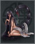 animal_humanoid arachnid arachnid_humanoid arthropod arthropod_humanoid astrological_symbol black_hair breasts clothed clothing female hair harpyqueen hi_res humanoid insect insect_humanoid long_hair nude personification red_eyes scar scorpio_(symbol) scorpio_(zodiac) scorpion_humanoid side_boob solo symbol topless watermark western_zodiac western_zodiac_symbol