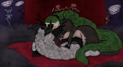ambiguous_gender anthro antlers bandage bedding black_body black_fur blanket blue_body blue_fur brown_body brown_fur clothing duo fingering fur green_body green_fur hairless hat headgear headwear horn leaf lying motion_lines pubes simple_background vaginal vaginal_fingering white_body white_fur white_wool wool_(fur) welcometaco cult_of_the_lamb massive_monster_(studio) heket_(cult_of_the_lamb) lamb_(cult_of_the_lamb) leshy_(cult_of_the_lamb) narinder amphibian bagworm bovid caprine deer domestic_cat domestic_sheep felid feline felis frog hairless_cat jacob_sheep mammal sheep sphynx_(cat)
