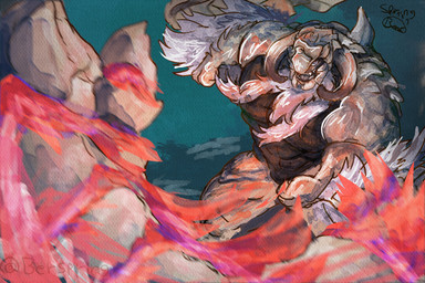 action_pose anthro anthrofied biped hair male muscular muscular_anthro muscular_male pose solo white_hair berspring capcom monster_hunter arkveld flying_wyvern 2026 3:2 colored hi_res signature