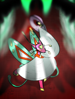 ambiguous_gender antenna_wire blurred_character cloak clothing duo eyes_closed female feral green_wings insect_wings lepidopteran_wings machine mandibles markings mask orange_markings partially_offscreen_character pink_body red_background simple_background steam whiskers white_clothing wings wire yellow_markings kayw2324 rain_world videocult fan_character joyace_steam_stack_(kayw2324) humanoid iterator_(rain_world) robot robot_humanoid vulture_(rain_world) hi_res