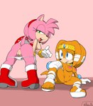 anthro anus areola bent_over big_breasts big_butt bottomwear breasts butt clothed clothing duo exposed_breasts female footwear fur genitals gloves green_eyes hair handwear looking_at_viewer looking_back navel nipples open_mouth panties panties_down partially_clothed pink_body presenting presenting_anus presenting_hindquarters presenting_pussy pussy rear_view sandals shoes simple_background sitting skirt smile spread_legs spreading tail thick_thighs topwear underwear underwear_down wide_hips neo_x6 sega sonic_adventure sonic_the_hedgehog_(series) amy_rose tikal_the_echidna echidna eulipotyphlan hedgehog mammal monotreme digital_media_(artwork) hi_res
