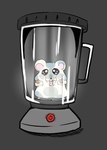 against_surface appliance blender_(machine) buckteeth container danger feral fur glistening glistening_eyes grey_body grey_fur in_container kitchen_appliance looking_at_viewer on_glass open_mouth slightly_chubby solo standing teeth white_body white_fur momendoufu cricetid hamster mammal rodent hi_res