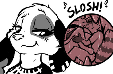 ambiguous_gender ambiguous_prey anthro anthro_pred anthro_prey bodily_fluids breasts closed_smile duo extreme_size_difference eyelashes female female/ambiguous female_pred half-closed_eyes inside_mouth mouth_closed narrowed_eyes onomatopoeia oral_vore saliva size_difference smile sound_effects teeth text tongue vore muhny animal_crossing nintendo cherry_(animal_crossing) canid canine canis domestic_dog mammal procyonid raccoon 2020 digital_drawing_(artwork) digital_media_(artwork) english_description restricted_palette