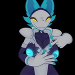 1:1 3d_(artwork) absurd_res alpha_channel anthro big_breasts blender_(artwork) blender_eevee blue_body blue_fur blush breasts clothed clothing cryptiacurves deltarune digital_media_(artwork) exposed_breasts felid female fur gesture gloves glowing glowing_nipples goosin hand_gesture handwear hi_res mammal mouse_cursor nipples ok_sign partially_clothed pointing pointing_at_breasts simple_background solo tasque_(cryptiacurves) tasque_manager torn_clothing transparent_background undertale_(series) zipper