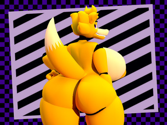 anthro areola big_breasts big_butt blonde_hair breasts bubble_butt butt checkered checkered_background eyelashes female grin grinning_at_viewer hair hand_on_hip huge_breasts huge_butt huge_hips looking_at_viewer machine nipples pattern_background purple_eyes rear_view sharp_teeth short_hair simple_background smile smiling_at_viewer solo striped_background tail teeth thick_thighs wide_hips yellow_areola yellow_body yellow_nipples sanco_(artist) sanco_(modeler) sanca_(sanco) animatronic canid canine fox mammal robot robot_anthro 3d_(artwork) 4:3 digital_media_(artwork)