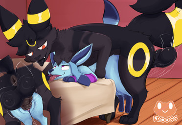 animal_genitalia animal_penis anus balls black_body black_fur blue_body blue_fur bodily_fluids bouncing_balls canine_genitalia canine_penis dripping female female_penetrated feral feral_on_feral fur genital_fluids genitals humanoid_genitalia humanoid_genitalia_on_feral humanoid_vulva humanoid_vulva_on_feral knot knotted_penis larger_male leaking_precum looking_at_another male male/female penetration penis precum precum_drip size_difference smaller_female vulva froogg nintendo pokemon fan_character canid canine eeveelution generation_2_pokemon generation_4_pokemon glaceon mammal pokemon_(species) umbreon absurd_res hi_res