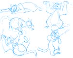 3_toes 4_fingers angry anthro biped feet fingers lying multiple_poses pose solo toes sobieniak brok_the_investigator cowcat_games graff_filsh domestic_cat felid feline felis mammal 2021 5:4 blue_and_white hi_res monochrome sketch