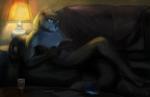 anthro athletic athletic_anthro athletic_male casual_nudity electronics eyewear furniture game_console glasses male nude phone reclining side_view sofa solo whiskers blindcoyote nintendo nintendo_ds nintendo_ds_family mammal mustelid otter 2016