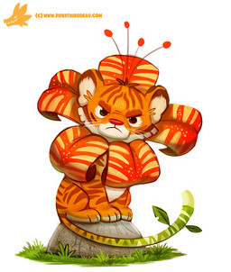 ambiguous_gender black_eyes brown_body brown_fur feral flower fur grass green_body green_fur grumpy humor lily_(flower) orange_body orange_fur plant pun simple_background solo tiger_lily_(flower) white_background white_body white_fur piper_thibodeau felid mammal pantherine tiger digital_media_(artwork) digital_painting_(artwork) painting_(artwork)