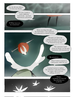 anthro biped black_body dialogue duo female female_anthro feral horn inviting_to_sex male male_feral segmented_body speech_bubble text justdog hollow_knight:_silksong hollow_knight_(franchise) team_cherry hornet_(hollow_knight) styx_(hollow_knight:_silksong) arachnid arthropod insect silk_fly spider 2026 comic english_text hi_res