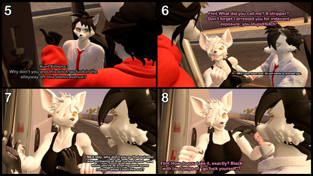 anthro black_border border breasts female group hand_on_breast male mex minivan profanity street text trio sfmex_studios warfare_flint canid canine canis mammal murid murine rat rodent wolf 3d_(artwork) absurd_res comic digital_media_(artwork) english_text hi_res source_filmmaker_(artwork)