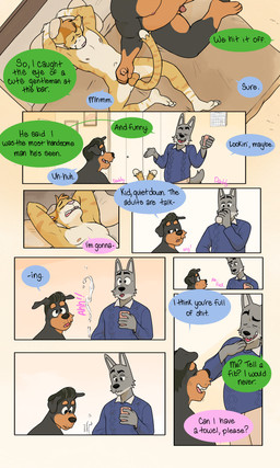 age_difference anthro arms_above_head beverage black_body black_fur black_hair black_nose blue_clothing blue_sweater blue_topwear bodily_fluids brown_body brown_fur casual_handjob casual_sex clothed clothed/nude clothing daddy_kink dialogue ejaculation eyebrows eyes_closed facial_hair fur genitals glans grey_body grey_fur group hair handjob holding_beverage holding_object looking_down male male/male male_anthro mature_anthro mature_male mohawk mustache nipples nude penile penis pink_nose raised_eyebrow scruffy sex size_difference smile striped_body striped_fur stripes surprised sweat sweater tail tail_motion tailwag tan_body tan_fur text topwear trio white_body white_fur p_rindustries chuck_(p_rindustries) fred_(p_rindustries) will_(p_rindustries) canid canine canis dobermann domestic_cat domestic_dog felid feline felis mammal pinscher wolf 2026 3:5 comic english_text hi_res