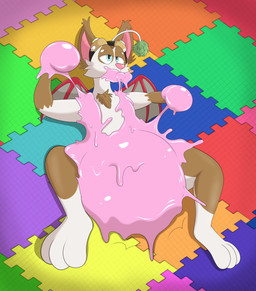 ageplay anthro biped feces geometric_background infantilism lying male on_back pacifier relieved roleplay simple_background soiling solo three-quarter_view steelshark final_fantasy square_enix trouffee goo_creature mammal moogle symbiote absurd_res digital_drawing_(artwork) digital_media_(artwork) hi_res