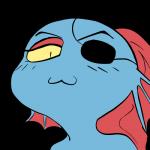 >:3 eye_patch eyebrows eyelashes eyeshadow eyewear female hair half-closed_eyes long_hair makeup narrowed_eyes smug haaru smug_cat undertale undertale_(series) undyne fish marine 1:1 alpha_channel colored meme reaction_image