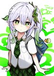 backpack blush bottomwear clothed clothing daww female green_bottomwear green_clothing green_highlights green_necktie green_skirt grey_hair hair highlights_(coloring) humanoid_pointy_ears light_body light_skin necktie not_furry plaid pointy_ears school_uniform shirt skirt solo topwear uniform white_clothing white_shirt white_topwear young young_female young_humanoid hotaru-hotaru genshin_impact mihoyo nahida_(genshin_impact) archon_(genshin_impact) deity dendro_slime elf humanoid slime_(genshin_impact) digital_media_(artwork)