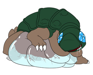 ambiguous_gender bodily_fluids drooling green_body saliva simple_background solo white_background unknown_artist metroid nintendo alien metroid_(species) 5:4 source_request
