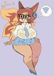 anthro big_breasts bottomwear bow_tie bra breasts clothed clothing curvy_figure electronics eyewear fangs female fire flaming_tail fur glasses glitch hair happy headphones multicolored_body multicolored_fur multicolored_hair open_mouth orange_hair red_hair shirt simple_background smile solo tail tan_body tan_fur teeth thick_thighs topwear translucent translucent_clothing translucent_shirt translucent_topwear two_tone_body two_tone_fur two_tone_hair underwear voluptuous wi-fi wide_hips puppkittyfan1 firefox mozilla canid canine fox mammal digital_media_(artwork) hi_res