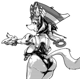 4_fingers anthro big_breasts big_butt biped breasts butt claws clothing cute_fangs egyptian egyptian_clothing egyptian_headdress eyelashes fangs female female_anthro finger_claws fingerpads fingers furgonomics kemono looking_at_viewer looking_back looking_back_at_viewer nipple_outline open_mouth pawpads pose side_boob smile solo tail teeth thick_thighs under_boob wide_hips actionbastardvirginblstr cyberconnect2 drecom egyptian_mythology full_bokko_heroes middle_eastern_mythology mythology duamutef anubian_jackal canid canine canis jackal mammal digital_media_(artwork) greyscale monochrome shaded