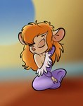 anthro awakening awaking big_breasts big_butt breasts butt cleavage clothed clothing eyes_closed female hair hand_behind_head messy_hair no_bra red_hair sitting solo thick_thighs wide_hips stanmort chip_'n_dale_rescue_rangers disney gadget_hackwrench mammal murid murine rodent hi_res