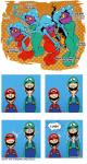 bodily_fluids breasts cleavage clothed clothing dialogue dress duo electricity ellipsis female fire hat headgear headwear humor implied_erection male sweat text text_on_clothing text_on_hat text_on_headwear yellow_eyes alpha00zero mario_and_luigi_(series) mario_bros nintendo gigi_(mario) jellyfish_sisters luigi mario merri_(mario) animal_humanoid cnidarian cnidarian_humanoid human humanoid jellyfish jellyfish_humanoid mammal marine marine_humanoid medusozoan medusozoan_humanoid 2018 comic english_text hi_res brother_(lore) brothers_(lore) sibling_(lore) sister_(lore) sisters_(lore) twins_(lore)