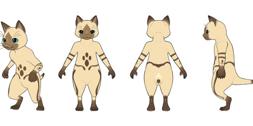ambiguous_gender anthro blue_eyes brown_body brown_fur claws digitigrade front_view fur gloves_(marking) leg_markings looking_at_viewer markings pawpads rear_view simple_background smile socks_(marking) solo standing tail whiskers white_background unknown_artist capcom monster_hunter felid felyne lynian mammal palico digital_media_(artwork) hi_res model_sheet official_art