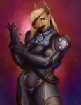 armor bodysuit clothing gauntlets gloves handwear jockstrap skinsuit tight_clothing underwear rayoutofspace blizzard_entertainment starcraft canid canine mammal absurd_res hi_res painting_(artwork)