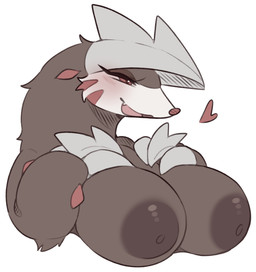 anthro areola big_areola big_breasts blush breasts brown_areola brown_body brown_fur brown_nipples female front_view fur heart_symbol nipples open_mouth open_smile simple_background smile solo three-quarter_view white_background anotherbearsimp nintendo pokemon excadrill generation_5_pokemon pokemon_(species) 2025 bust_portrait digital_drawing_(artwork) digital_media_(artwork) english_description hi_res portrait