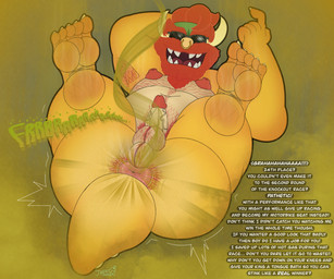 anal_hair anthro anus armpit_hair balls beard biker bodily_fluids body_hair butt chest_hair dialogue erection eyewear facial_hair facial_piercing fart fart_cloud fart_fetish feet foot_fetish foot_focus genitals hair hairy horn humiliation male musk nose_piercing nose_ring nude penis piercing presenting pubes puffy_anus red_hair ring_piercing smelly smelly_feet solo stink_fumes stink_lines sunglasses sweat sweaty_feet tail text vein veiny_penis jadetanuki mario_bros nintendo biker_bowser bowser koopa reptile scalie 6:5 absurd_res english_text hi_res