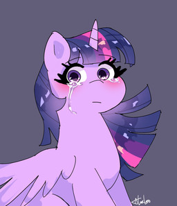 blush bodily_fluids female feral horn looking_at_viewer simple_background solo tears wings leo19969525 friendship_is_magic hasbro my_little_pony mythology twilight_sparkle_(mlp) equid equine mammal mythological_creature mythological_equine winged_unicorn absurd_res hi_res