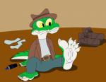 5_toes anthro barefoot biped claws clothed clothing fedora feet footwear fully_clothed hat headgear headwear humanoid_feet ink legwear male marker plantigrade shoes simple_background smile socks solo teeth toe_claws toes jolly_the_lizard cregon alligator alligatorid crocodile crocodilian reptile scalie