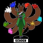 9_tails anthro bulge clothing costume dress male multi_tail simple_background solo tail tnargraef pathfinder echoen canid canine fox mammal 1:1 absurd_res alpha_channel hi_res