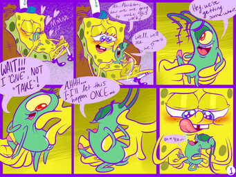 1_eye anal anal_fingering anal_penetration antennae_(anatomy) anthro anus balls big_fingers blue_eyes blush bodily_fluids buckteeth butt clothing cum cum_on_balls cum_on_penis dialogue drooling duo ellipsis erection eyes_closed fingering genital_fluids genitals glans green_body green_skin hat headgear headwear heart_symbol humanoid_genitalia humanoid_penis kissing looking_back looking_pleasured male male/male masturbation micro nude open_mouth penetration penis penis_size_difference precum red_eyes saliva size_difference speech_bubble teeth text tongue tongue_out vein veiny_penis what where_is_your_god_now yellow_body yellow_skin nickelodeon spongebob_squarepants sheldon_j._plankton spongebob_squarepants_(character) aquatic arthropod copepod crustacean maxillopod plankton_(species) sea_sponge comic english_text