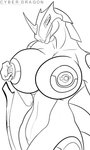 anthro big_breasts breasts curvy_figure female huge_breasts lips looking_at_viewer machine nipples non-mammal_nipples seductive smile solo thick_lips voluptuous reptilligator konami yu-gi-oh! angela-45 cyber_dragon living_machine 3:5 absurd_res hi_res monochrome