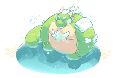 3_fingers anthro bathing belly biped fingers green_body male mature_male overweight overweight_male sitting solo tail towel water greenendorf mythology dragon mythological_creature mythological_scalie scalie 2015