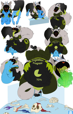 anthro anthro_pred belly belly_squish bodily_noises bone bone_imprints bones_in_stomach burping claws clothing digestion duo fatal_vore hand_on_belly horn machine male male_pred nude open_mouth oral_vore progress_display simple_background skull skull_imprint squish swallowing tail tail_bulge tail_fetish tail_mouth tail_play tail_vore tongue tongue_out torn_clothing unusual_anatomy unusual_tail unusual_vore visor vore bluutheferret cycle_(winter) canid canine mammal protogen hi_res