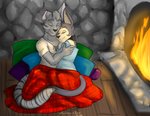 anthro bedding blanket clothed clothing collar cuddling duo ear_piercing ear_ring eye_scar eyes_closed facial_scar female fire fireplace fully_clothed hairless inside male male/female multicolored_body piercing pillow plaid ring_piercing romantic romantic_ambiance romantic_couple scar smile two_tone_body oli_snowpaw amunet iestyn domestic_cat felid feline felis hairless_cat mammal sphynx_(cat) tabby_cat 2021 colored digital_media_(artwork) hi_res shaded signature